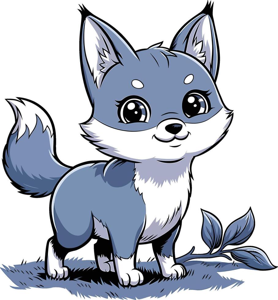 cartoon fox with leaves on a white background vector