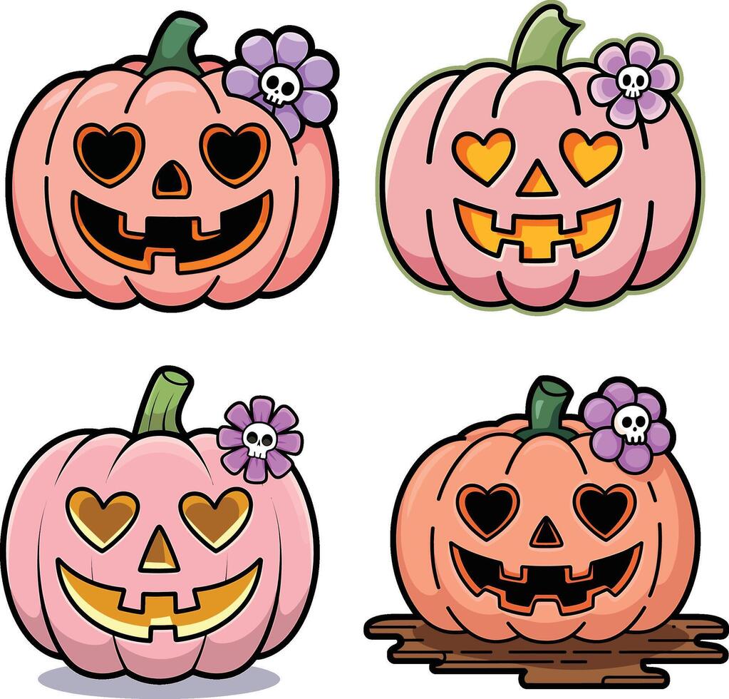 Creative Pumpkin Sticker Designs for Halloween Vibes vector