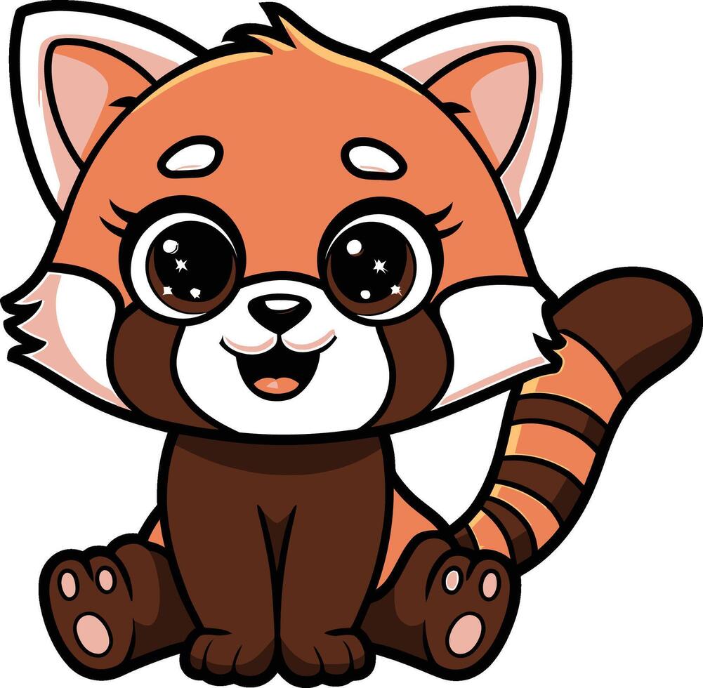 Charming Standing Red Panda Cartoon Character vector