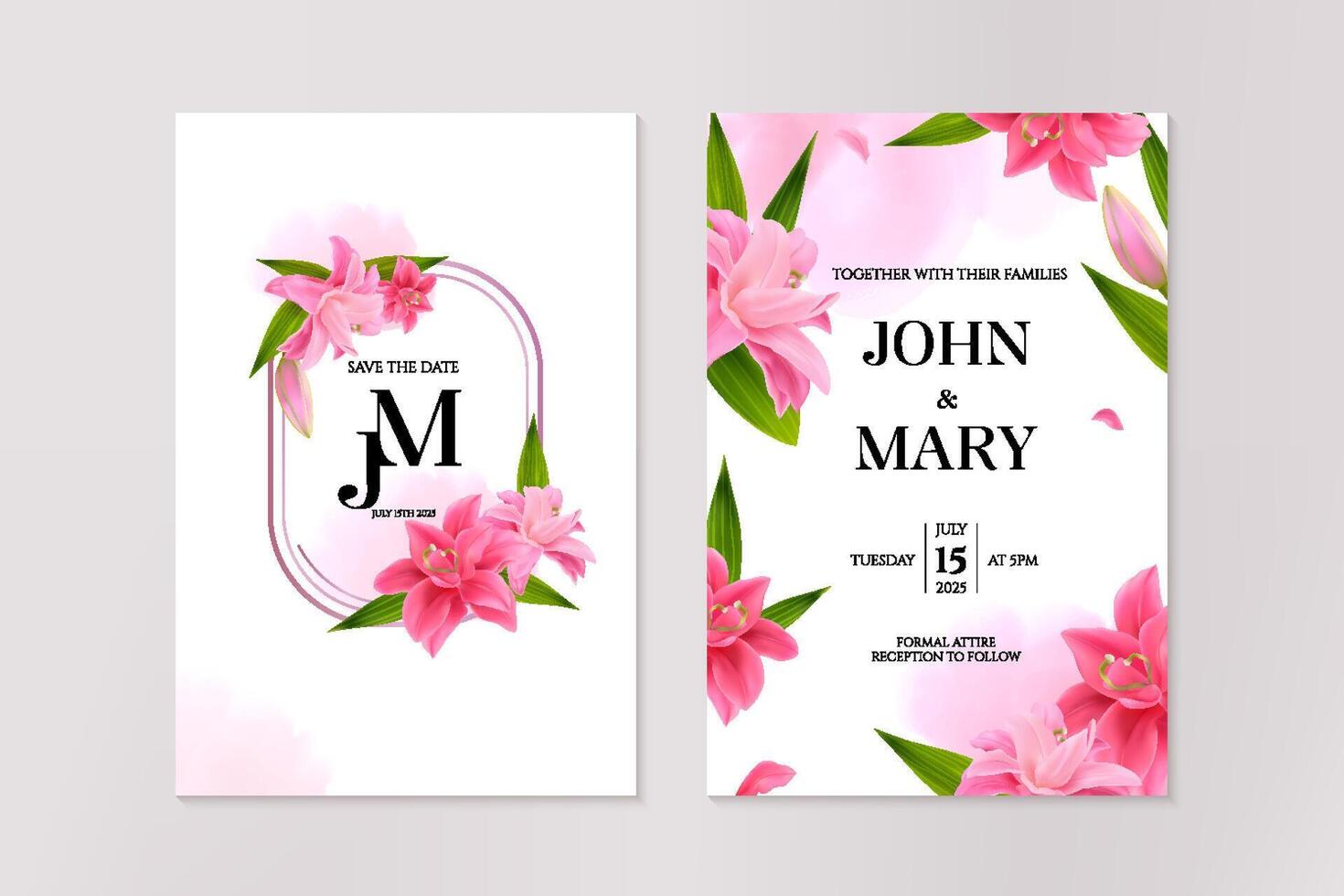 Wedding stationery set template in realistic style vector