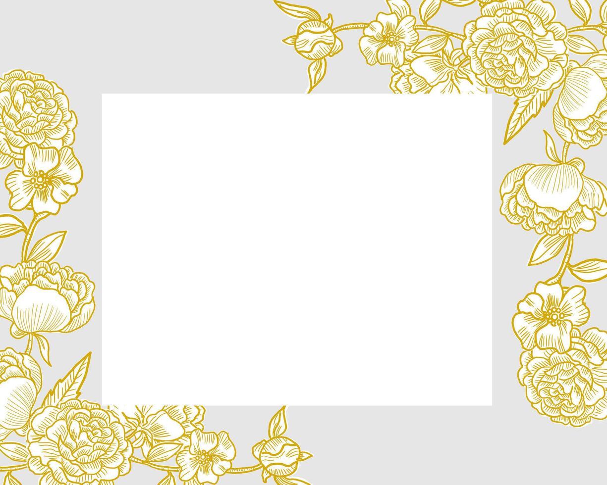 Hand Drawn Rose and Peony Flower Border vector