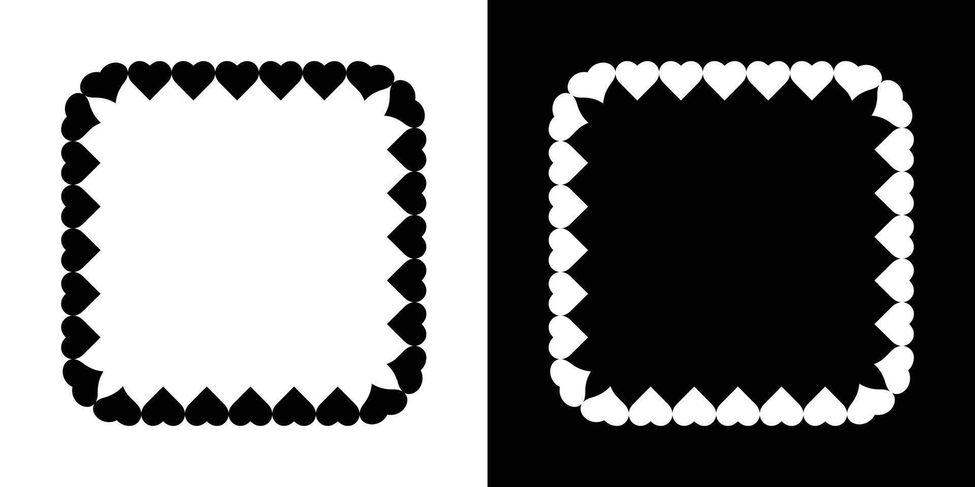 Love heart valentines frames border set design on isolated background. illustration vector