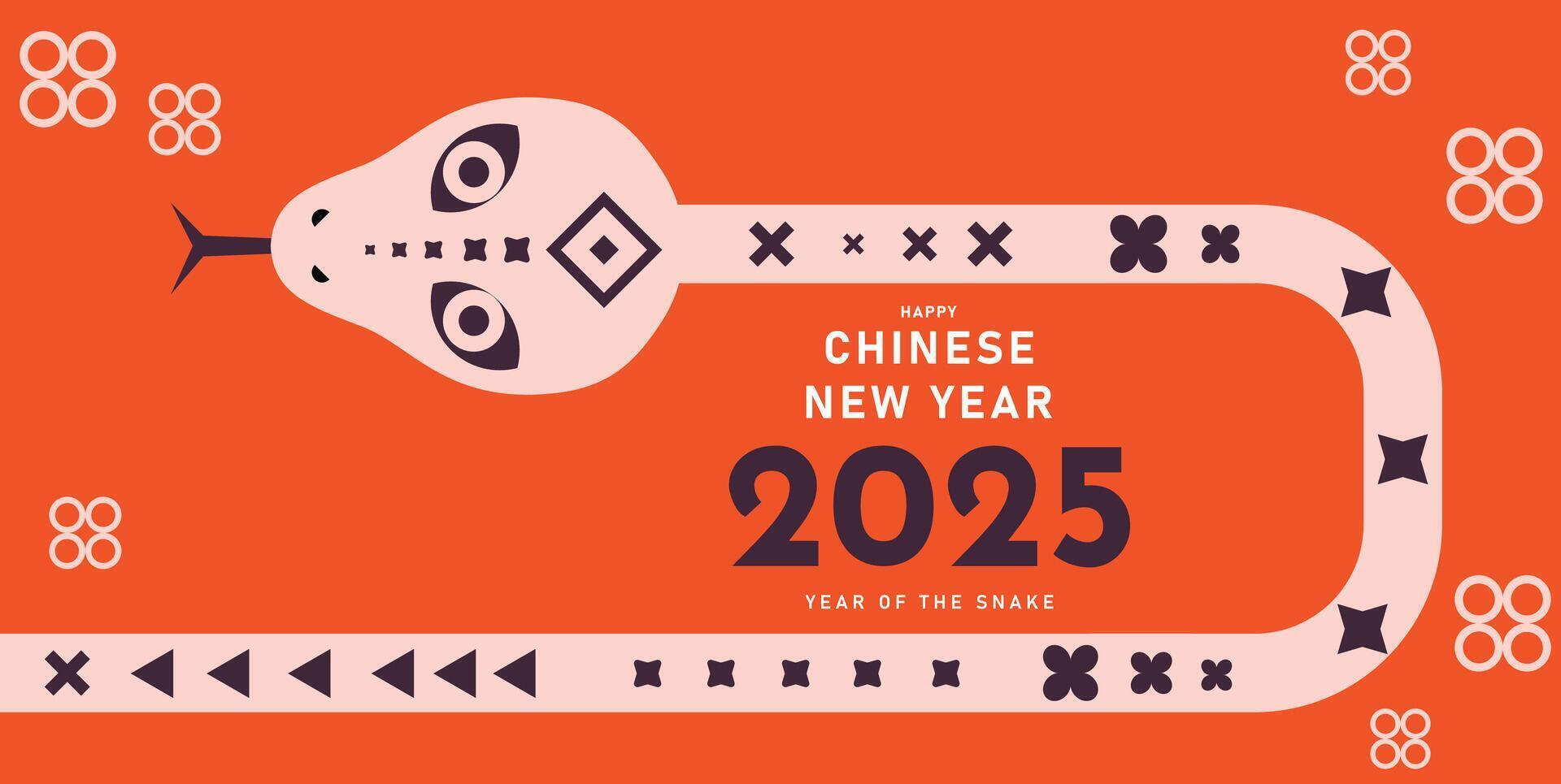 2025 Chinese New Year greeting cards design. 2025 Year of the snake, Happy Chinese new year 2025 the snake zodiac sign vector