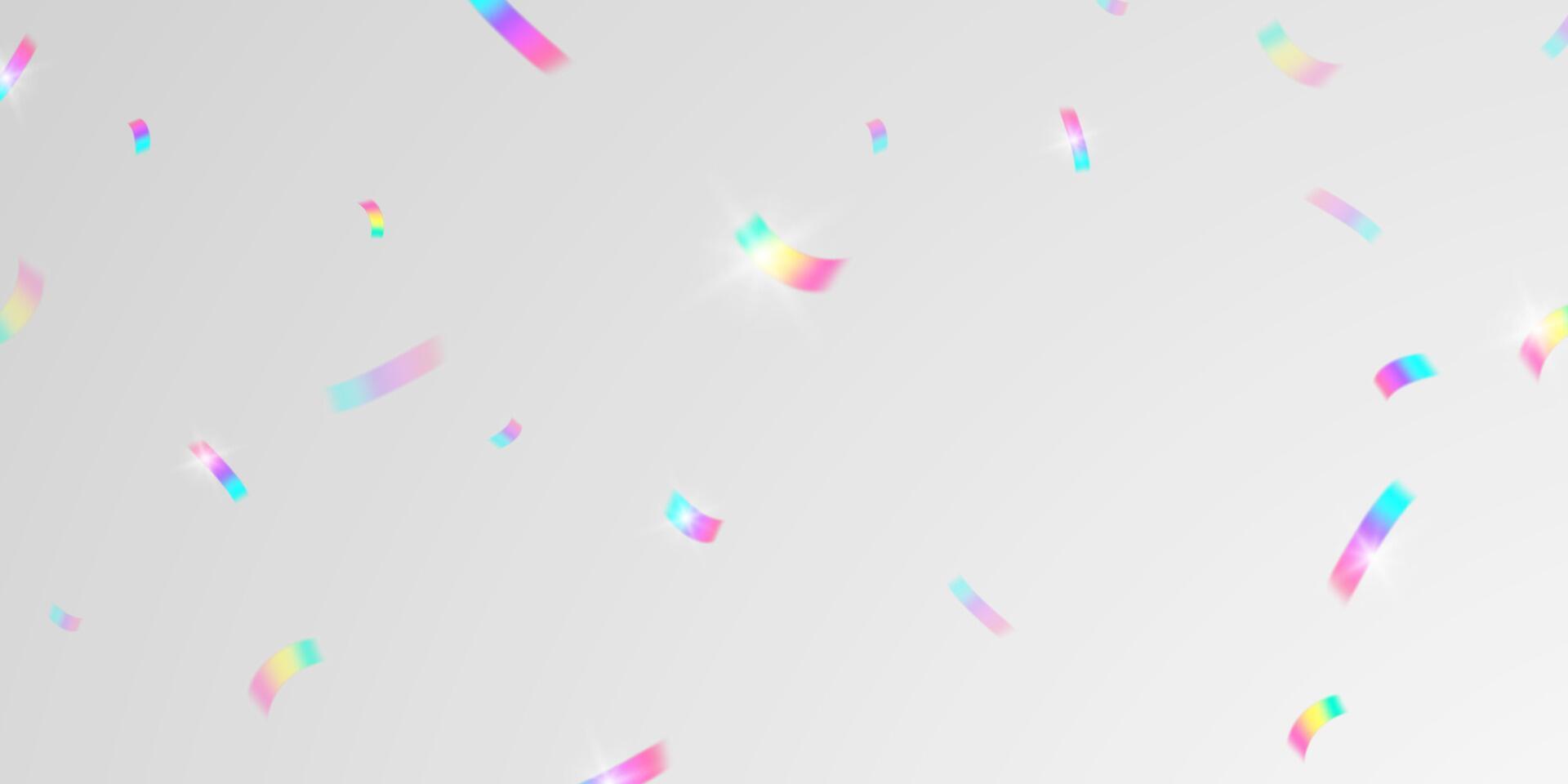 Multicolored light effect and zigzag ribbons falling from above on streamer, tinsel vector