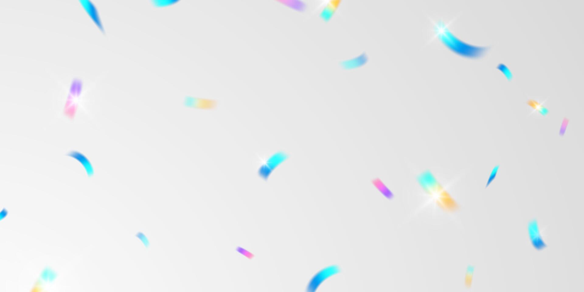 Multicolored light effect and zigzag ribbons falling from above on streamer, tinsel vector
