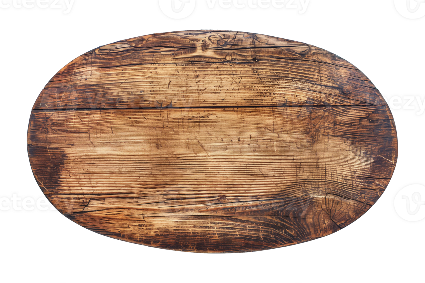 Textured Oval Wooden Signboard, blank wood sign, board, or plaque isolated on a transparent background, cut out png