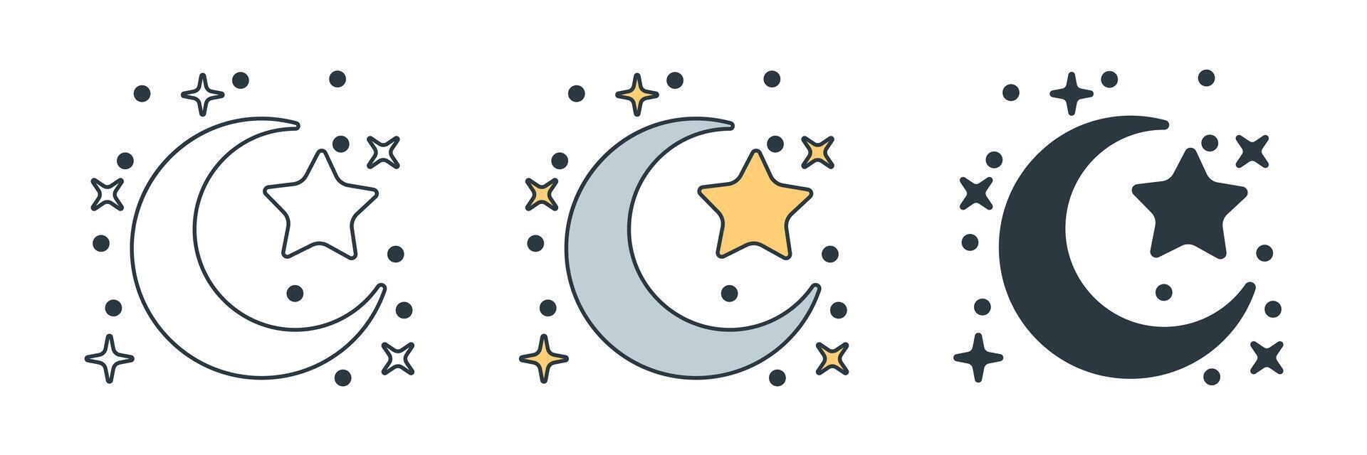 Moon and Star icon symbol illustration isolated on white background vector