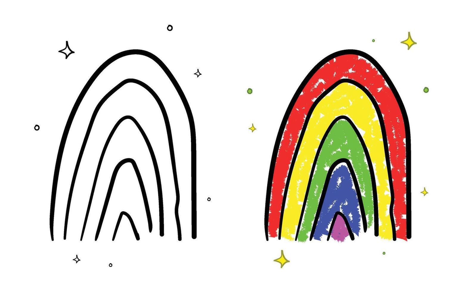 Colorful illustration hand drawn rainbow freehand simple drawing vector