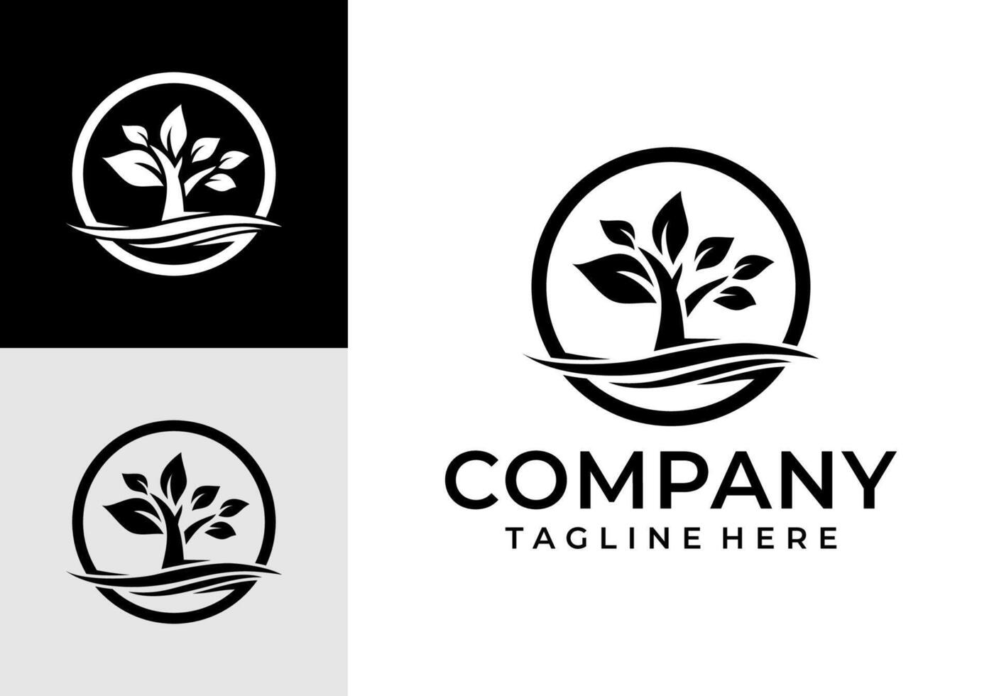 tree logo and flowing water. vector