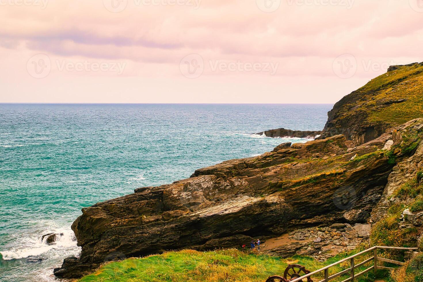 Scenic Coastal View with Rocky Cliffs in Tintagel, Cornwall, UK photo