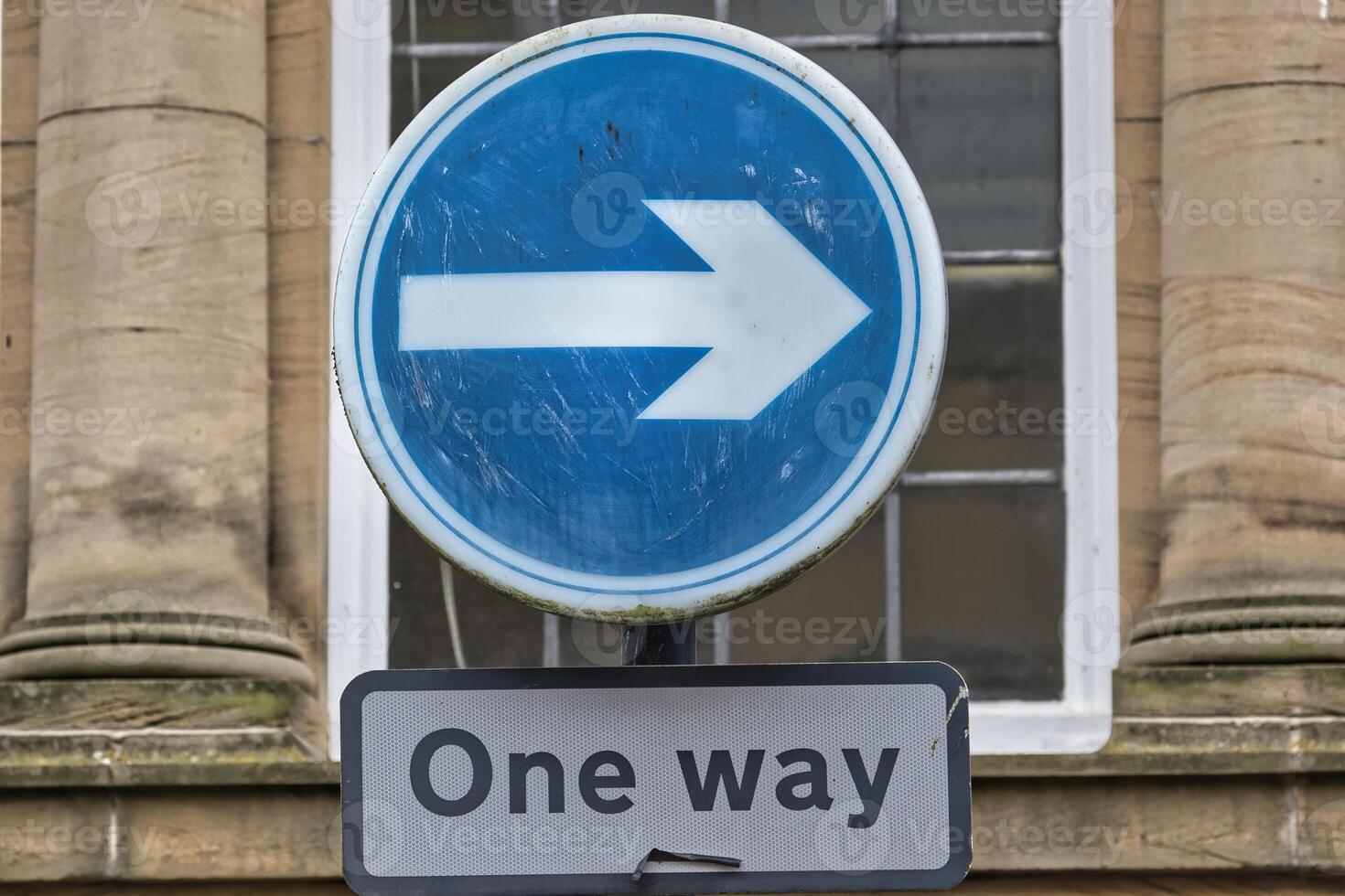 One Way Traffic Sign with Right Arrow photo