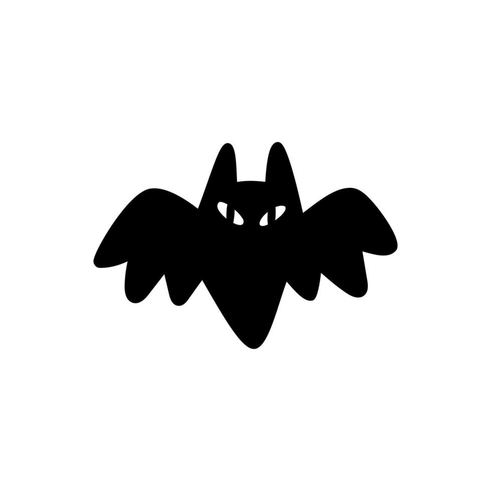Halloween bat silhouette on white background. Bat icon. Cute flying bat cartoon. Design element vector