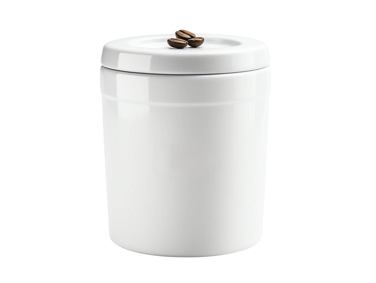 Coffee jar with lid and beans on top png