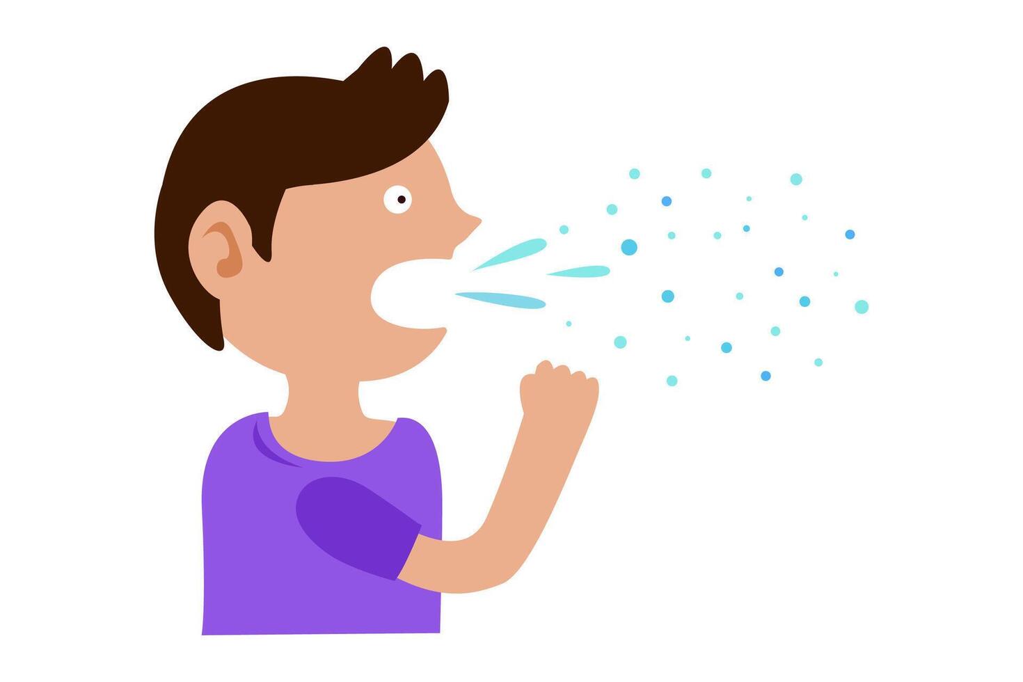 boy cold. influenza virus infection disease symptoms concept vector
