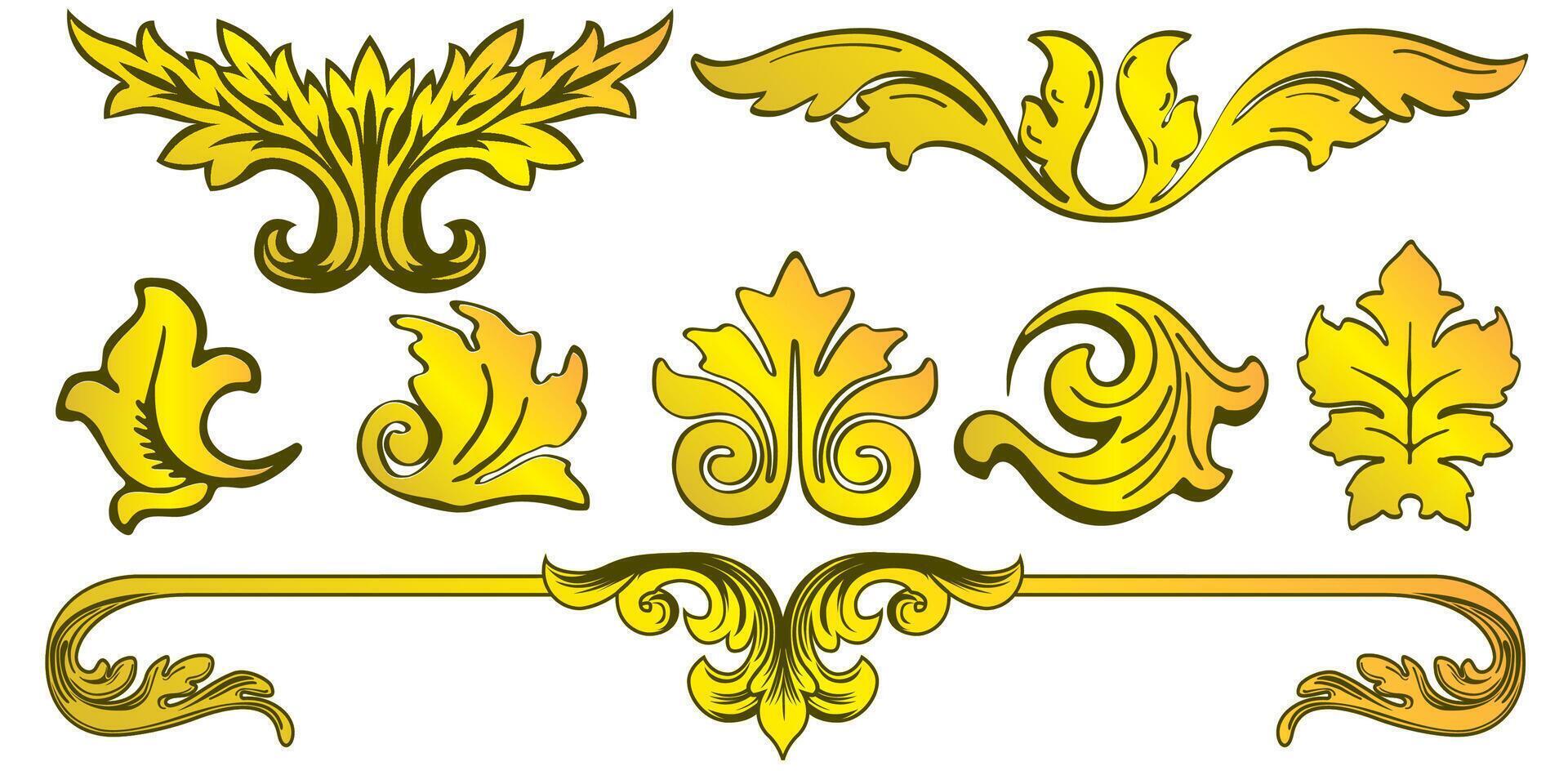 Set of decorative divider elements. Border calligraphy golden collection vector
