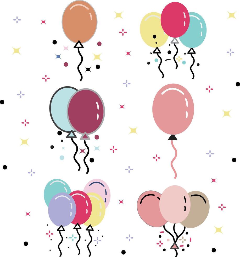 Colorful Shiny Flat Balloons collection vector
