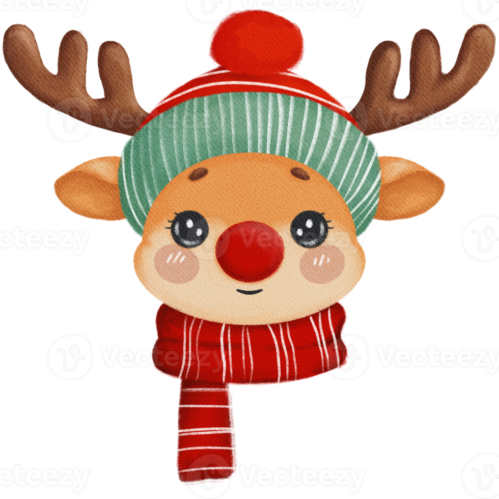 Retro Reindeer Face png