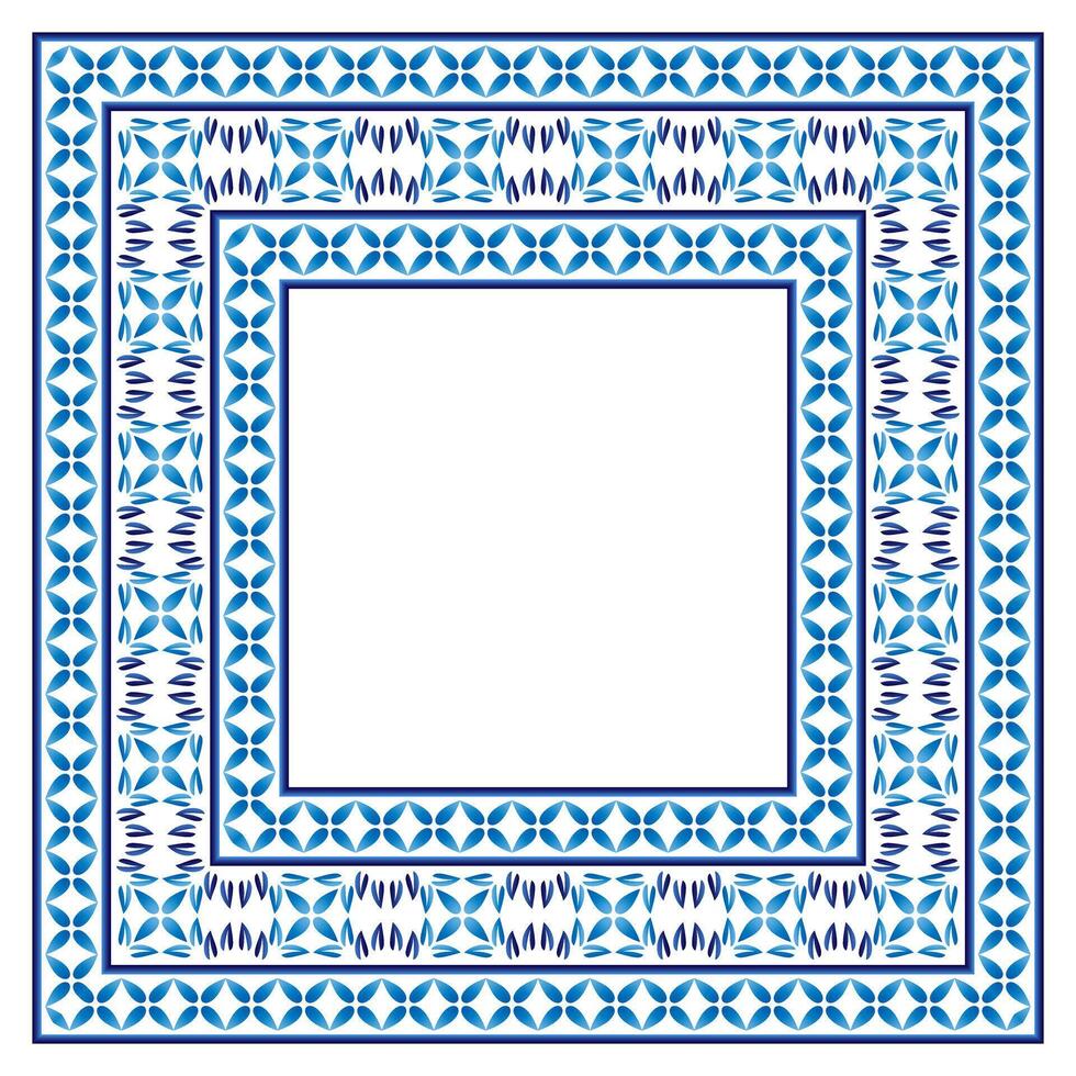 Ceramic tile border pattern. Islamic, indian, arabic motifs. Damask border seamless pattern. Porcelain ethnic bohemian background. vector