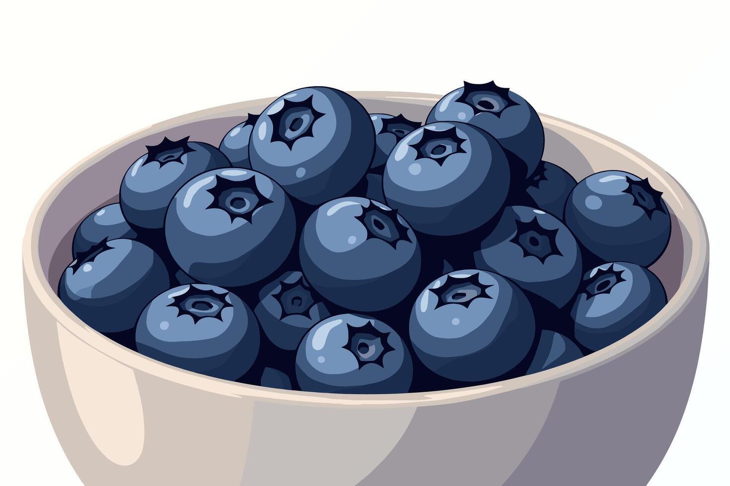 Bowl with blueberries on white background vector