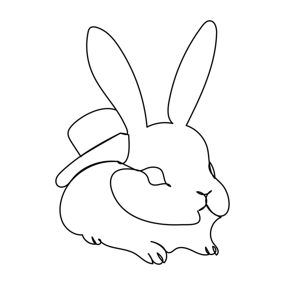 Rabbit Single Line Icon Design vector