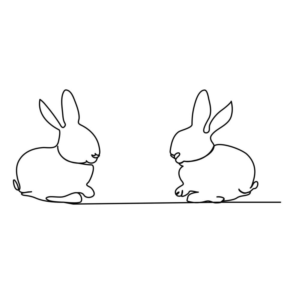 Cute rabbit silhouette with ears in simple minimalistic style vector