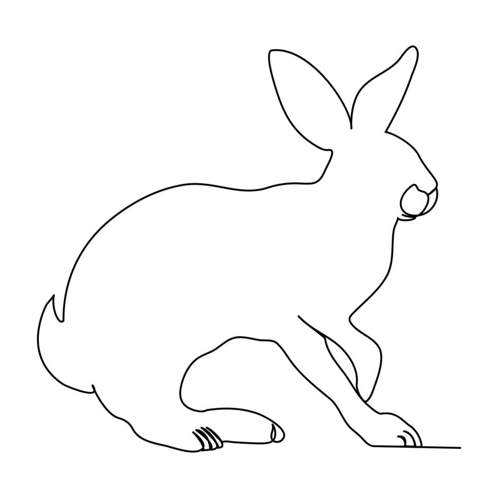 One continuous line drawing of Easter rabbit vector