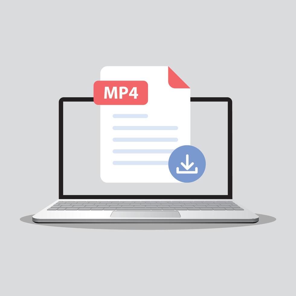 Download MP4 the laptop screen label icon MP4 . Download file MP4 file on laptop vector