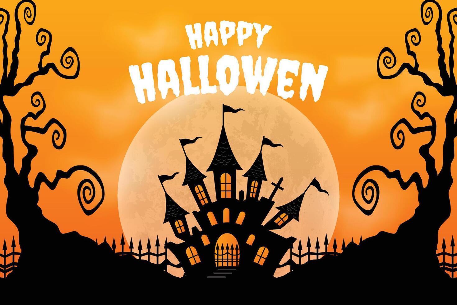 Halloween background Night Scene with Castle and Moon vector