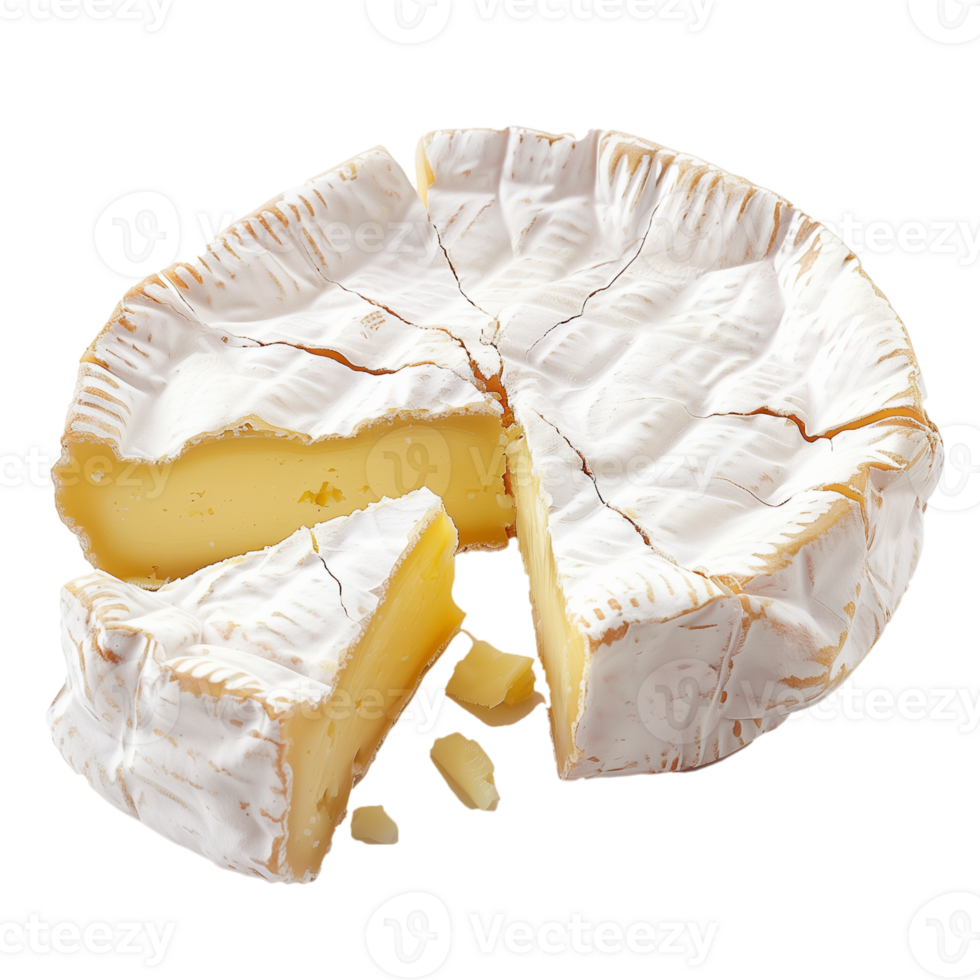 Camembert cheese isolated on transparent background. Top view png