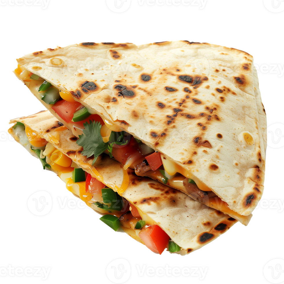 Mexican quesadilla sandwich isolated on transparent background png