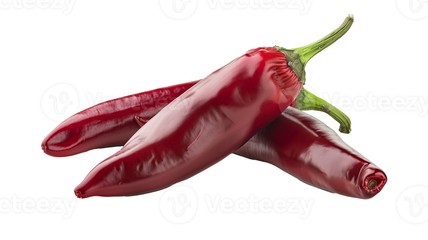 Red hot chili peppers isolated on transparent background. Clipping path included png