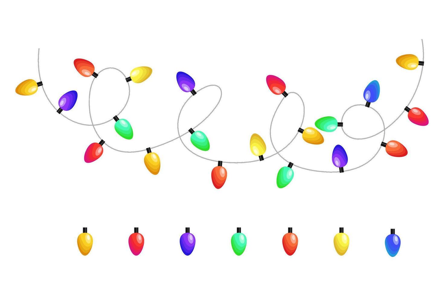 Christmas lights hanging. Lights garland template. Isolated background. vector