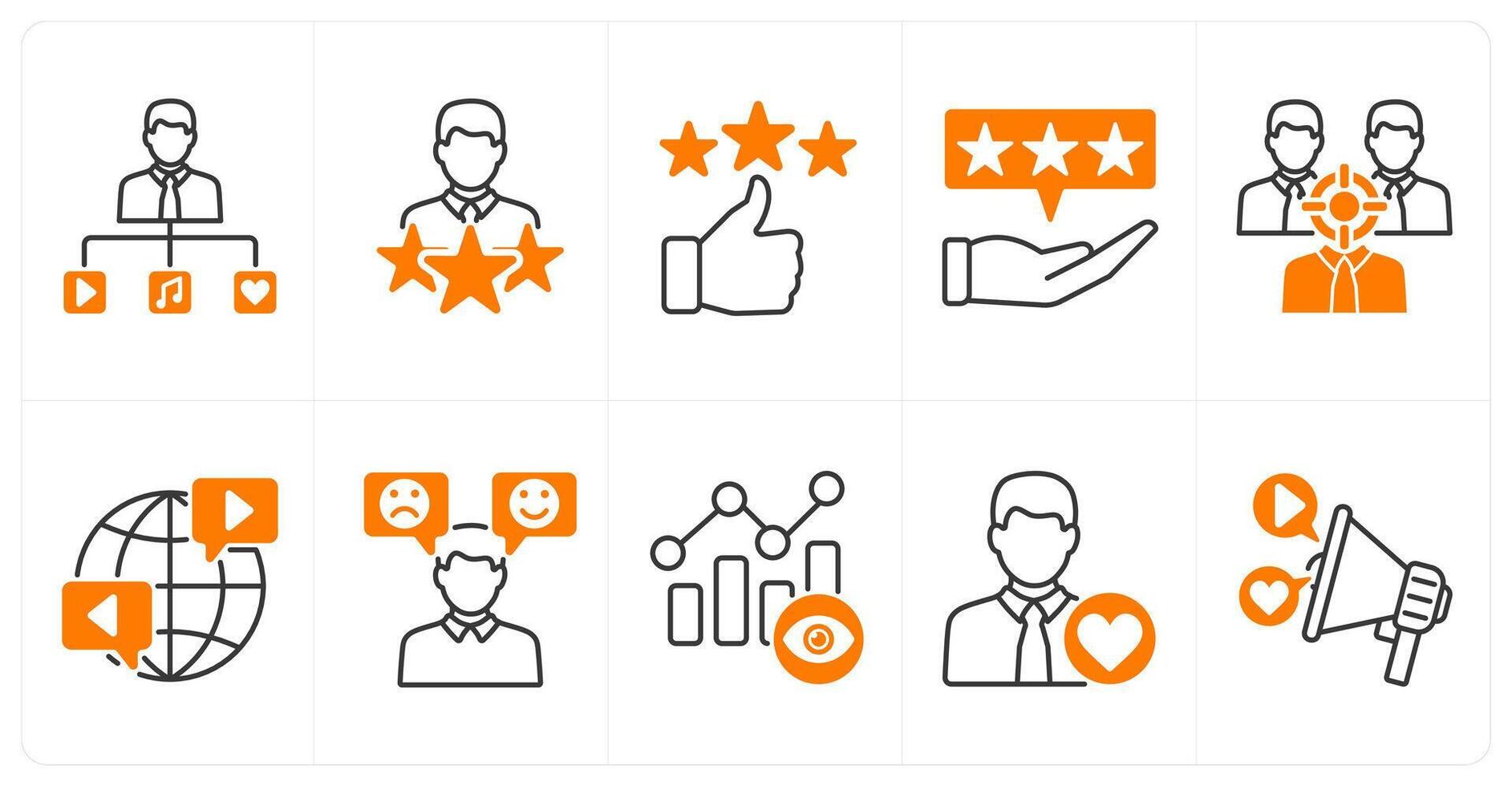 A set of 10 influencer icons as user generated content, celebrity, review vector