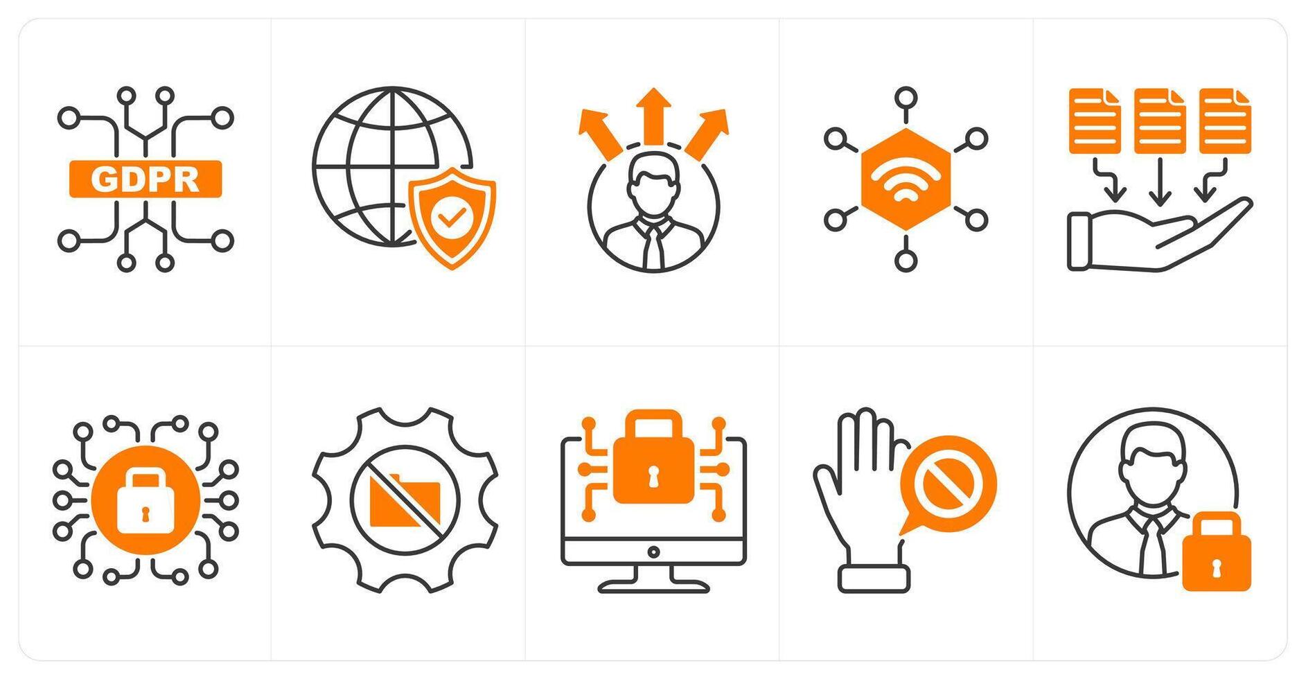 A set of 10 gdpr icons as gdpr circuit, global compliance, profiling vector