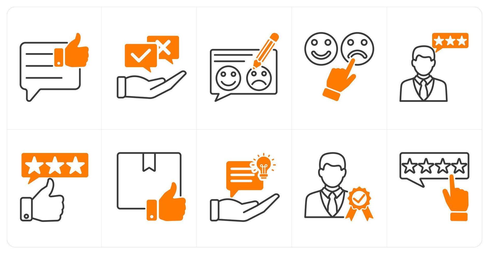 A set of 10 survey icons as positive feedback, opinion, feedback vector