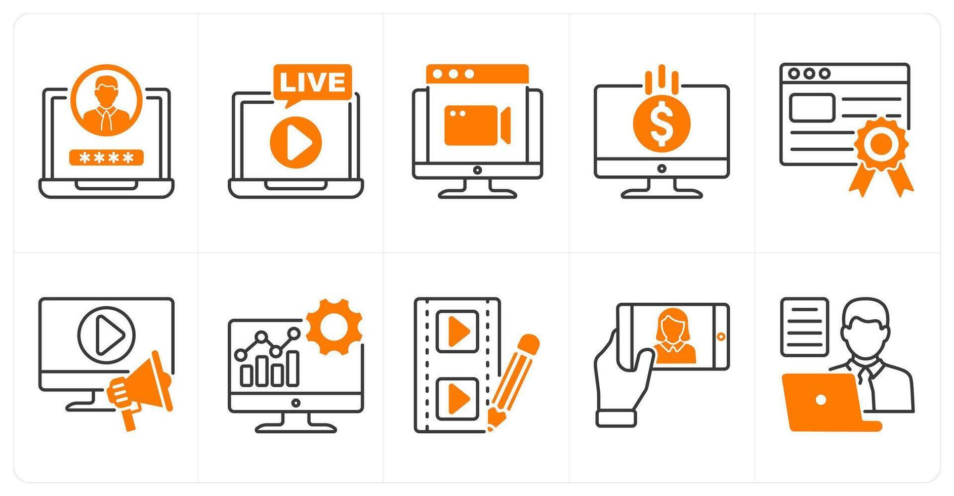 A set of 10 influencer icons as user id, live , website vector