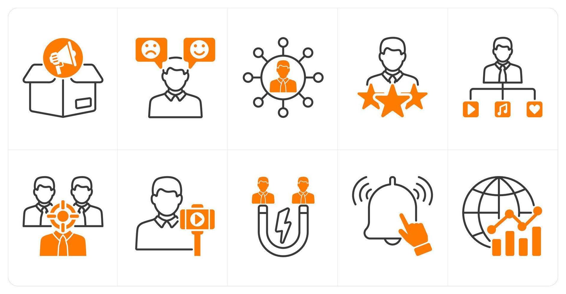 A set of 10 influencer icons as brand promotion, emotion, influence vector