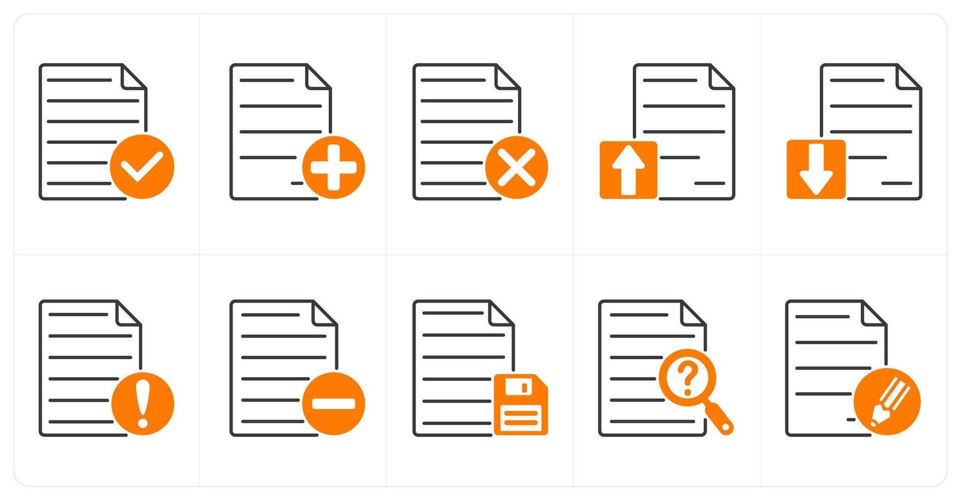 A set of 10 files icons as accept file, new file, delete file vector