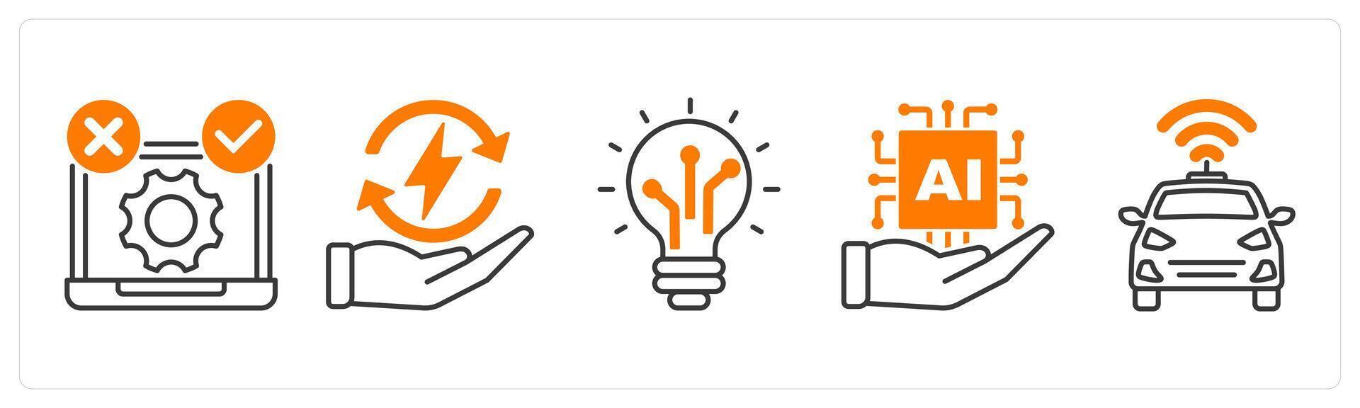 A set of 5 Technology icons as tdd, energy efficiency, advanced technology vector