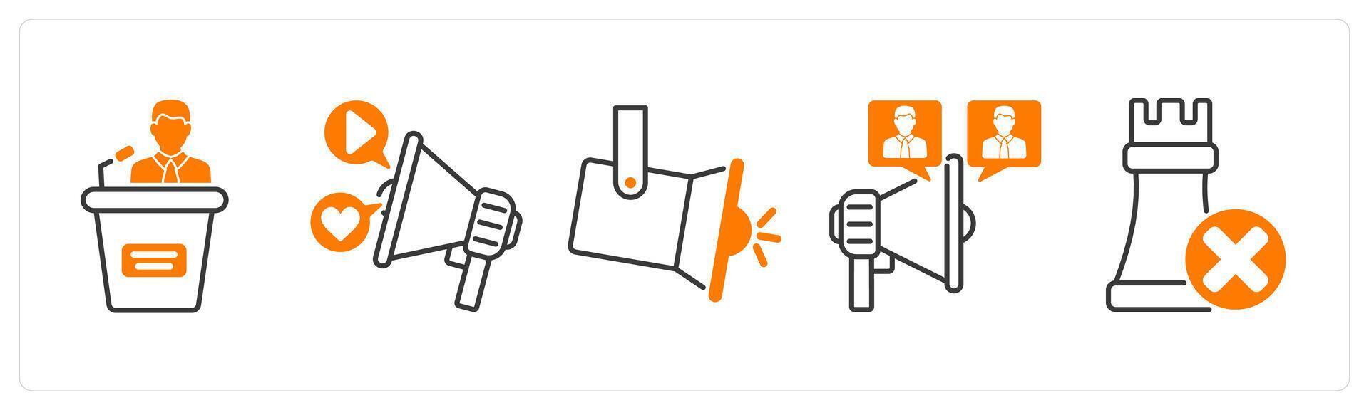A set of 5 Influencer icons as speech, marketing, spotlight vector