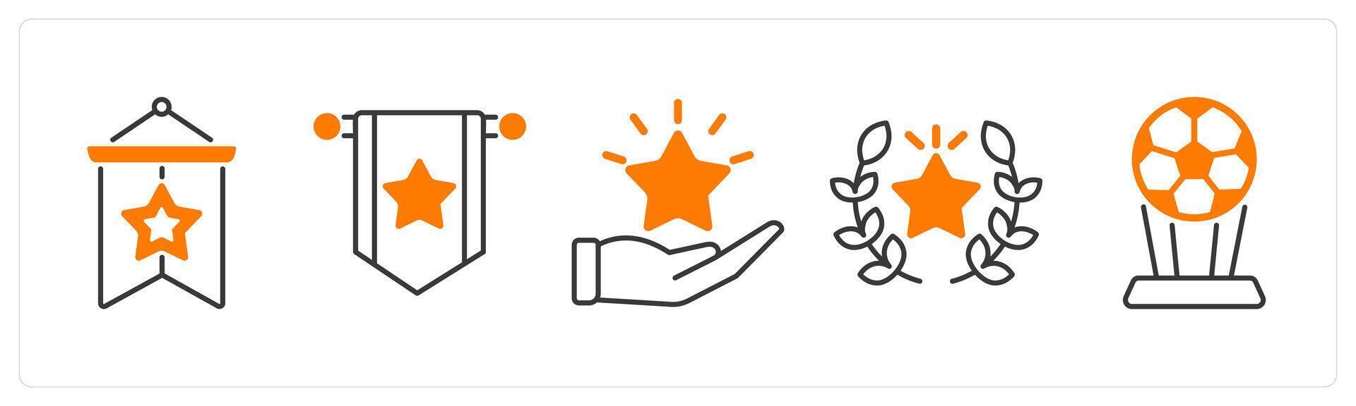A set of 5 Award icons as flag, reward, award vector