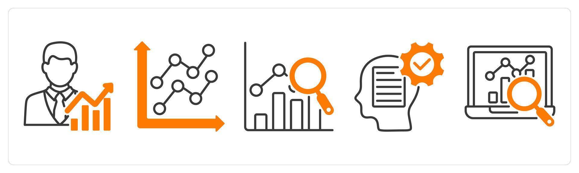 A set of 5 Diagram icons as statistician, statistic, forecasting vector