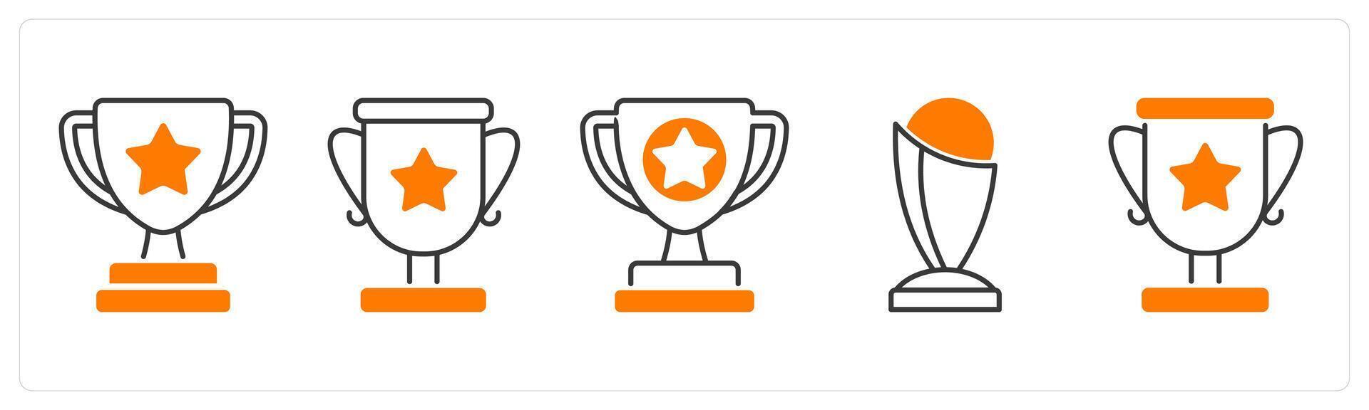 A set of 5 Award icons as trophy, award, achievement vector