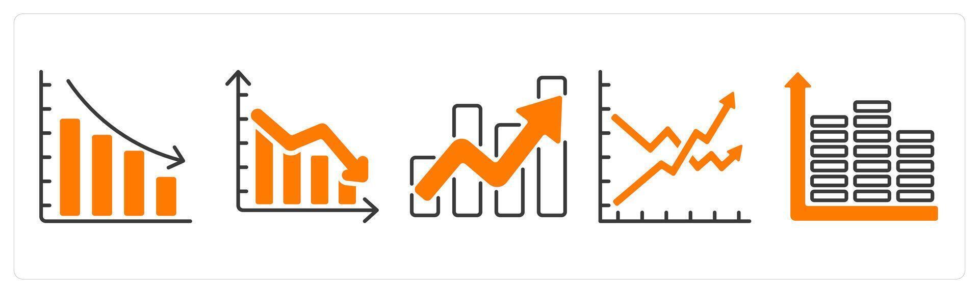 A set of 5 Diagram icons as loss, growth statistics vector