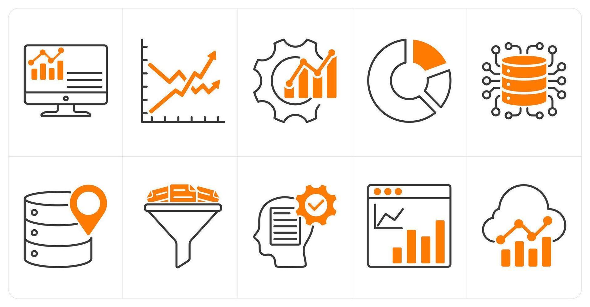 A set of 10 diagram icons as dashboard, volatility, optimization vector