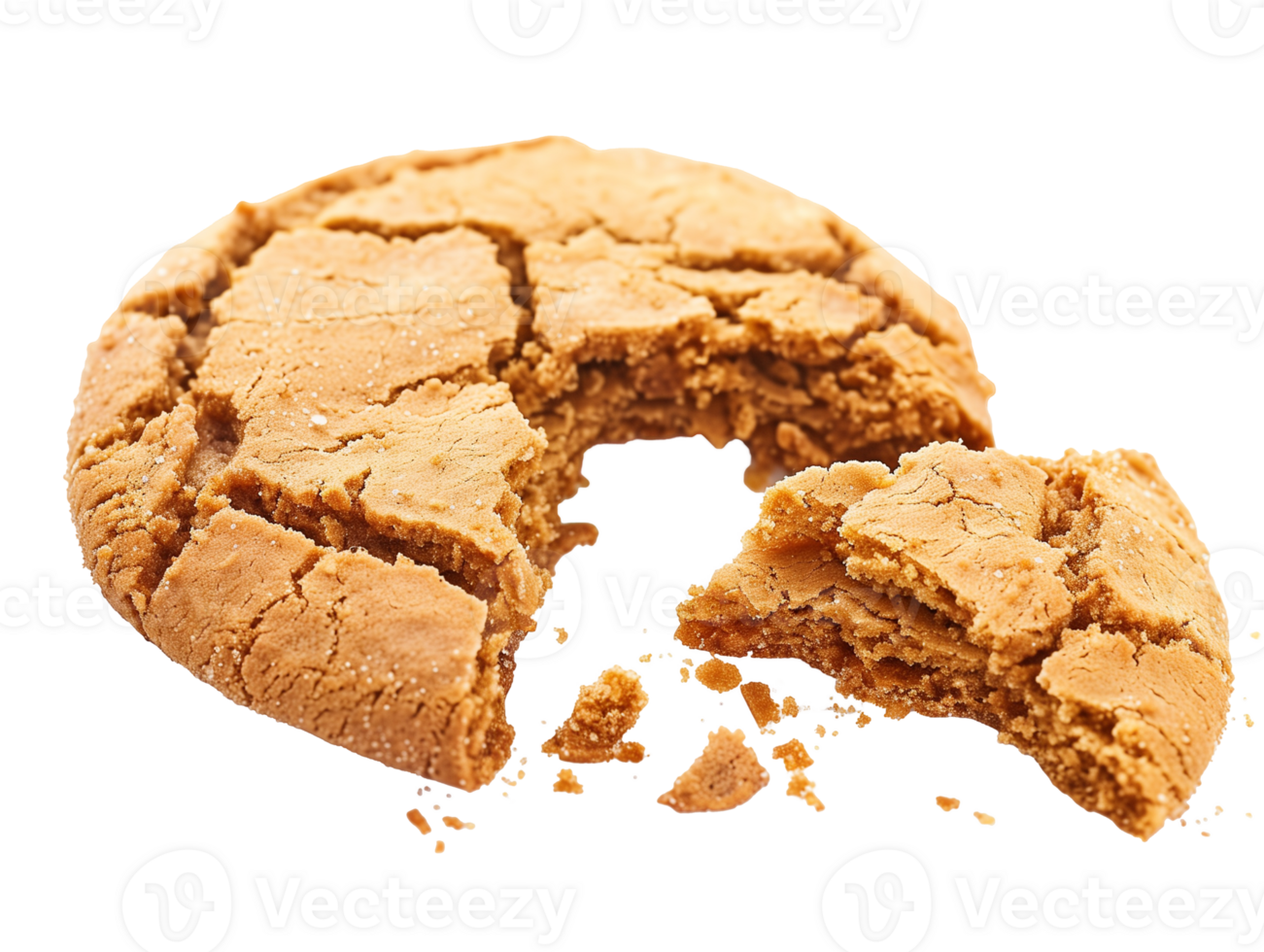 Cracked peanut butter cookie isolated on transparent background png
