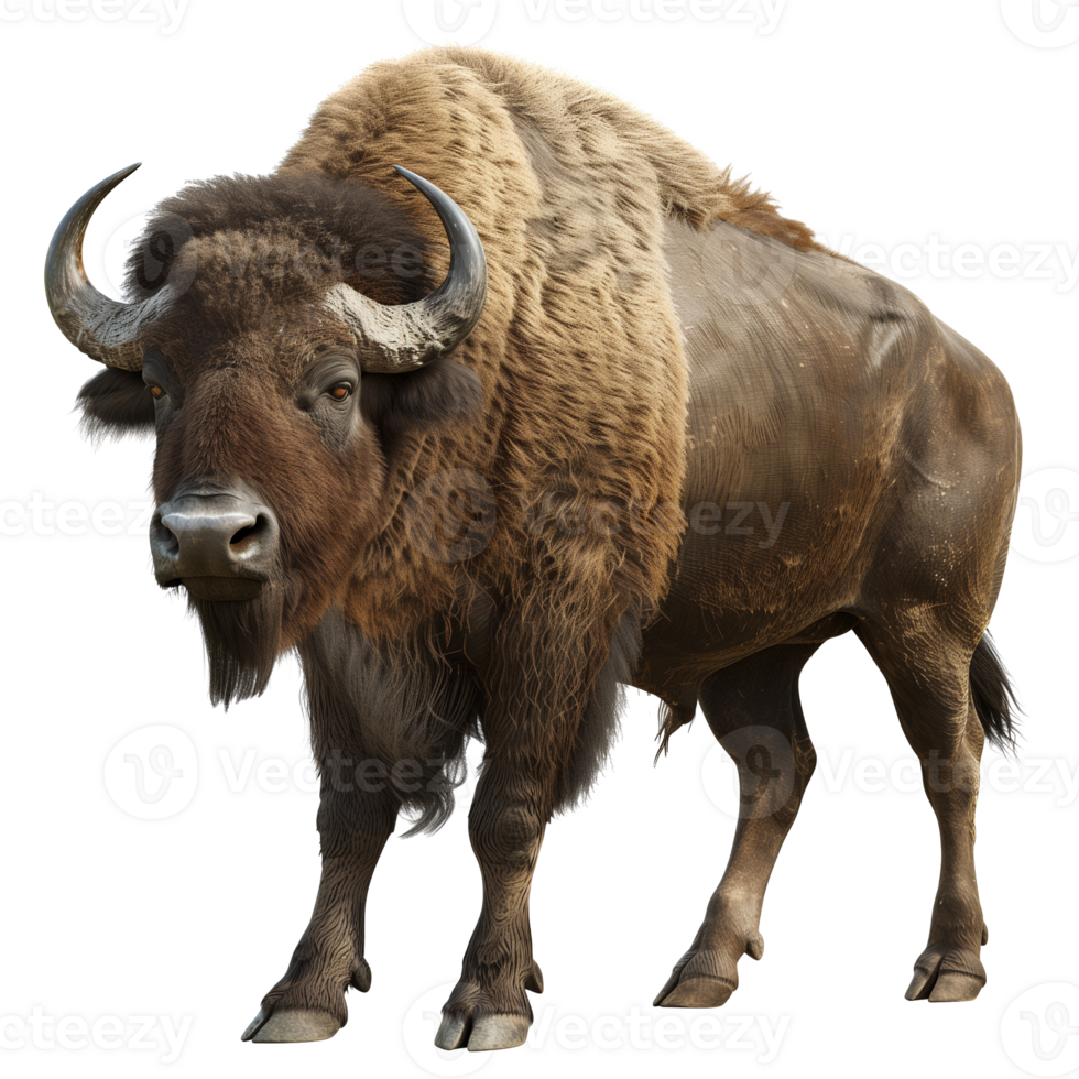 European bison isolated on transparent background. 3d render illustration png