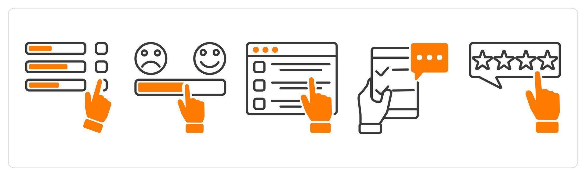 A set of 5 Survey and Rating icons as poll, satisfaction scale, web survey vector