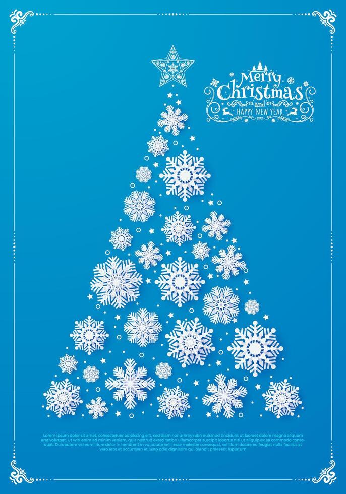 Decorate Merry Christmas and Holiday cards with 3d snowflakes, and background designs. Modern universal artistic template. vector