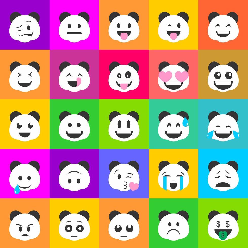 panda emoji set vector
